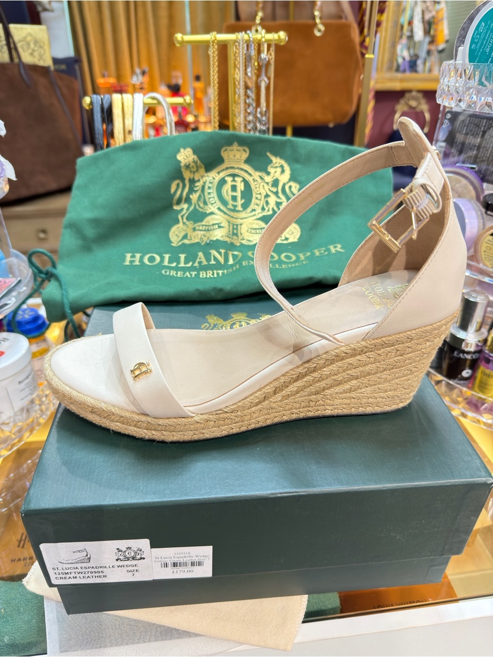 Holland Cooper St Lucia Espadrille Wedge
Cream Leather size 9 (UK 40)